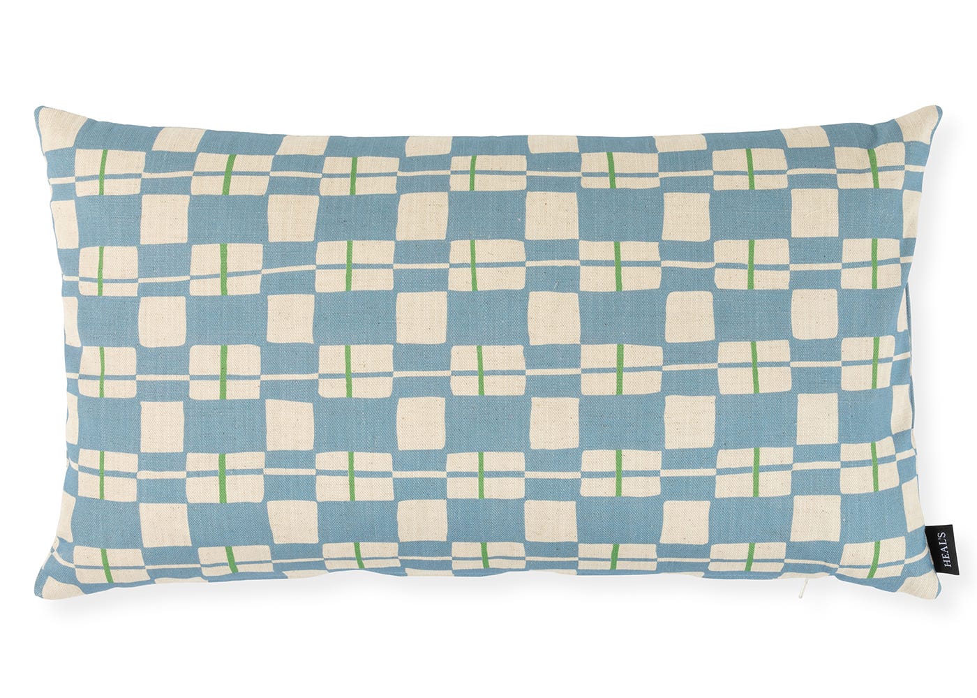 Heal's Edith Check Cushion Blue 32 x 55cm