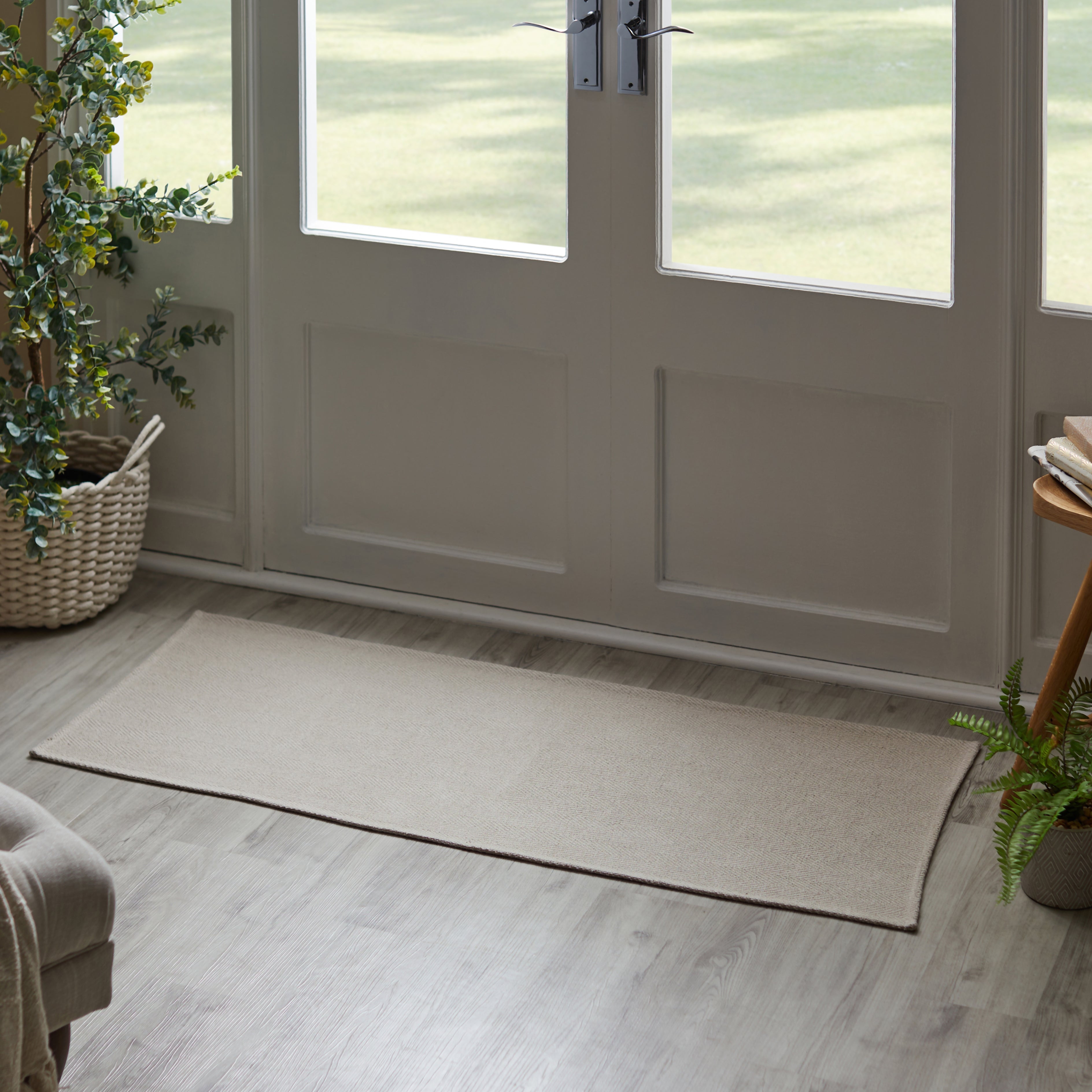 Cotton Herringbone Runner Herringbone Mushroom