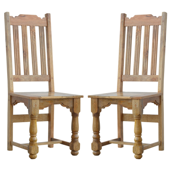 Granary Oak Ish Wooden Dining Chairs In A Pair