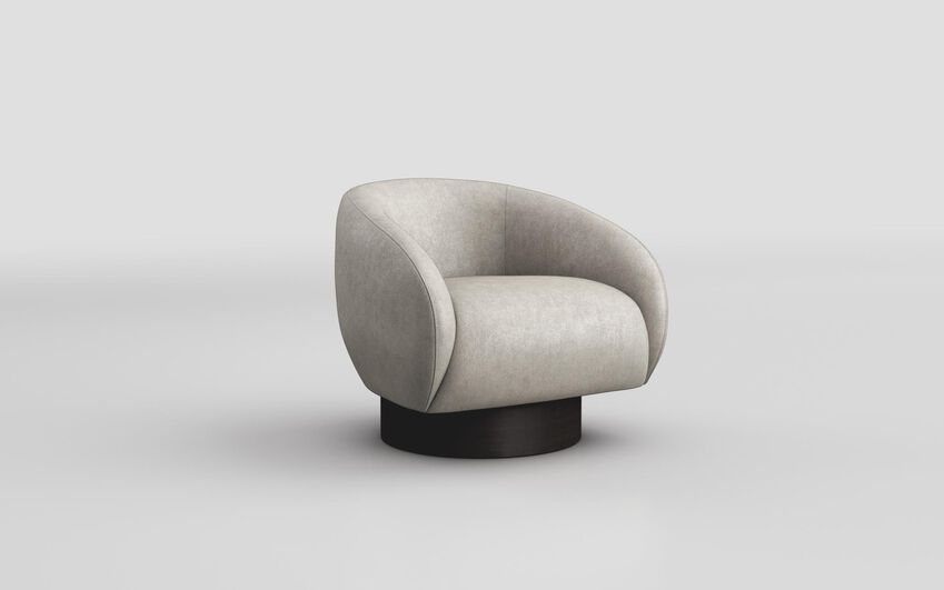 Cream Fabric Baricella Swivel Chair