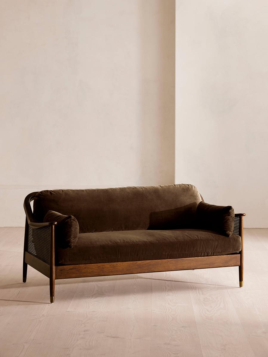 Atlanta Three Seater, Velvet, Chocolate Brown
