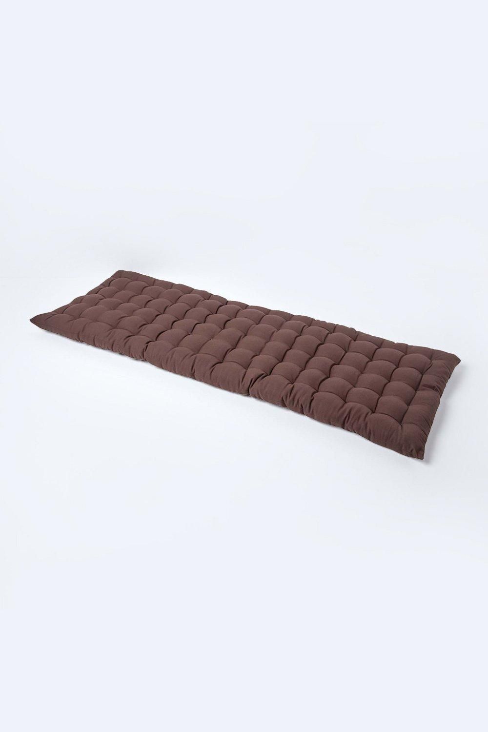 Homescapes Garden Bench Cushion Luxury 3 Seater Cotton Indoor Outdoor Pad, 143 x 48cm in Chocolate
