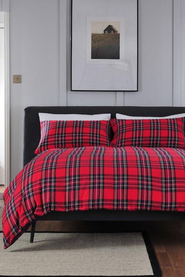 Red Tartan Brushed Cotton Double Duvet Set