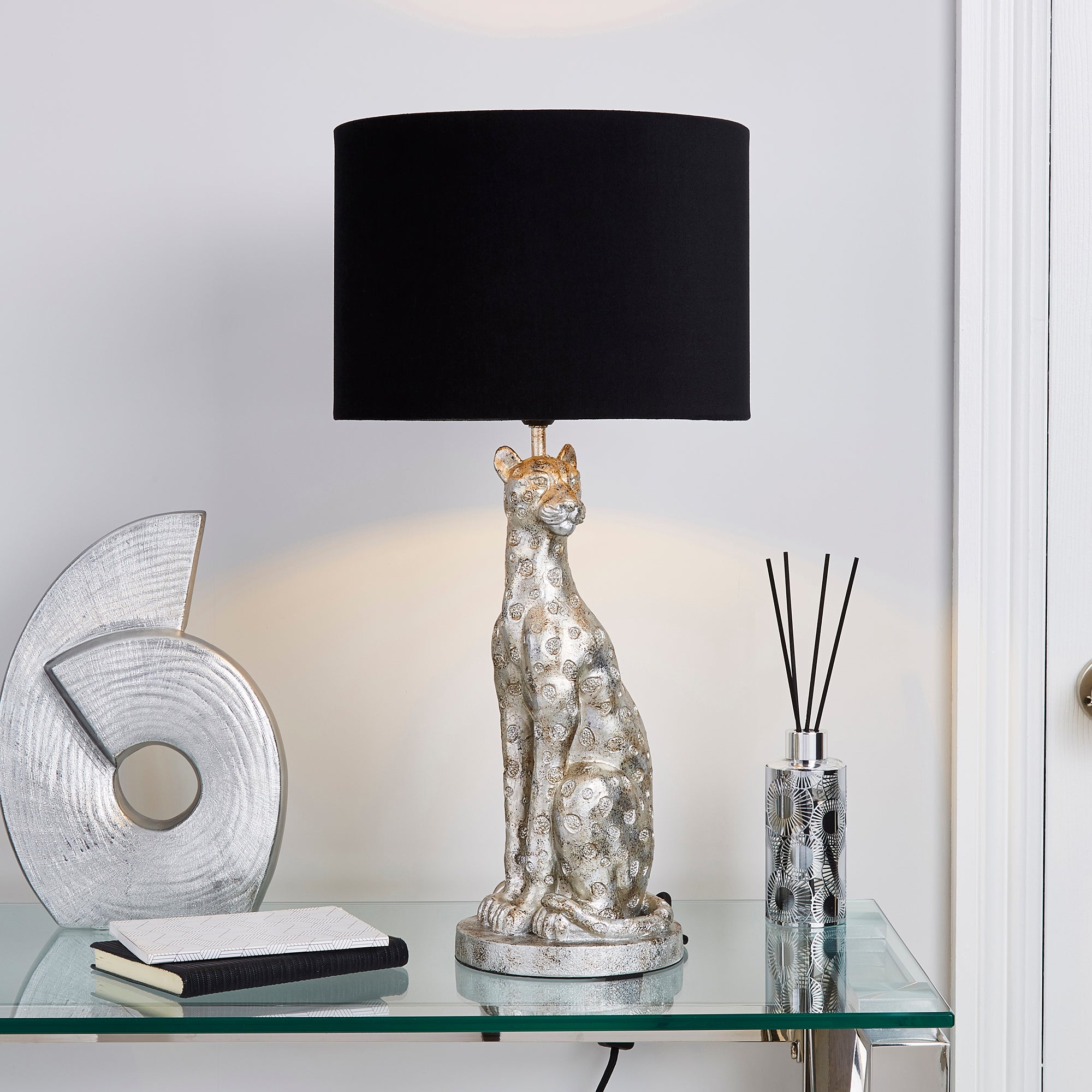 Leon Leopard Table Lamp Silver