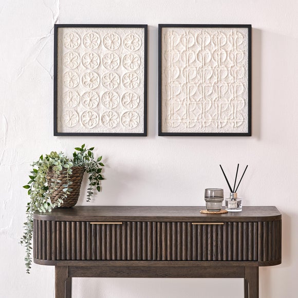 Set of 2 Circle Pattern Black Framed Canvases