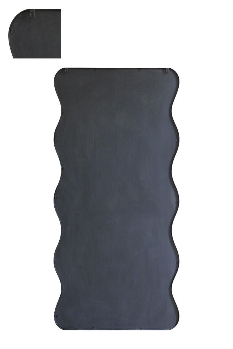 MirrorOutlet Black Metal Rectangular Wavy Framed Wall Mirror (170CM X 80CM) 4