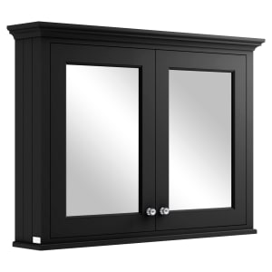 Bayswater Matt Black Bathroom Mirror Cabinet - 1050mm