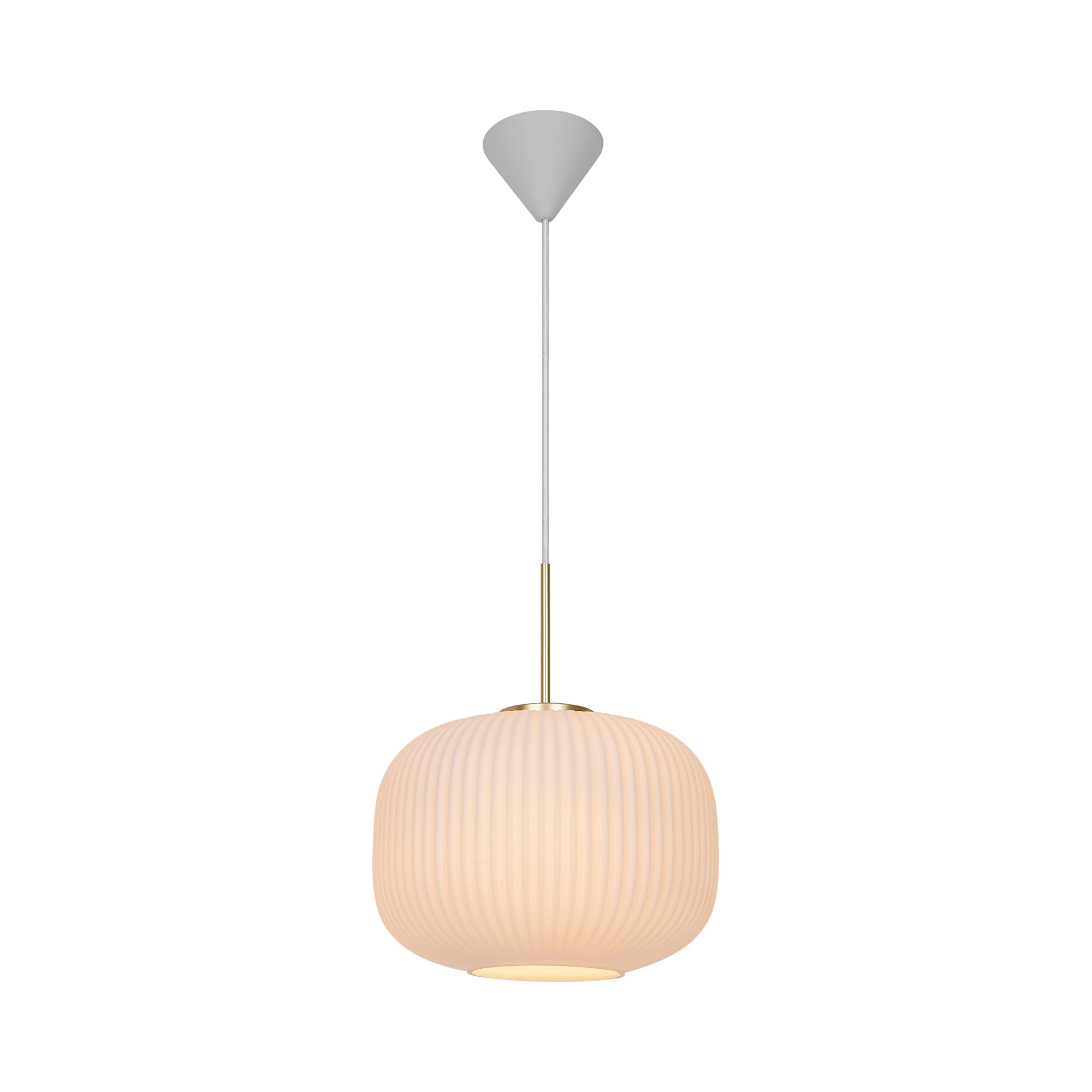 Nordlux Vintage Indoor Pendant Light White Glass E27 Ribbed - Mains Powered, IP20