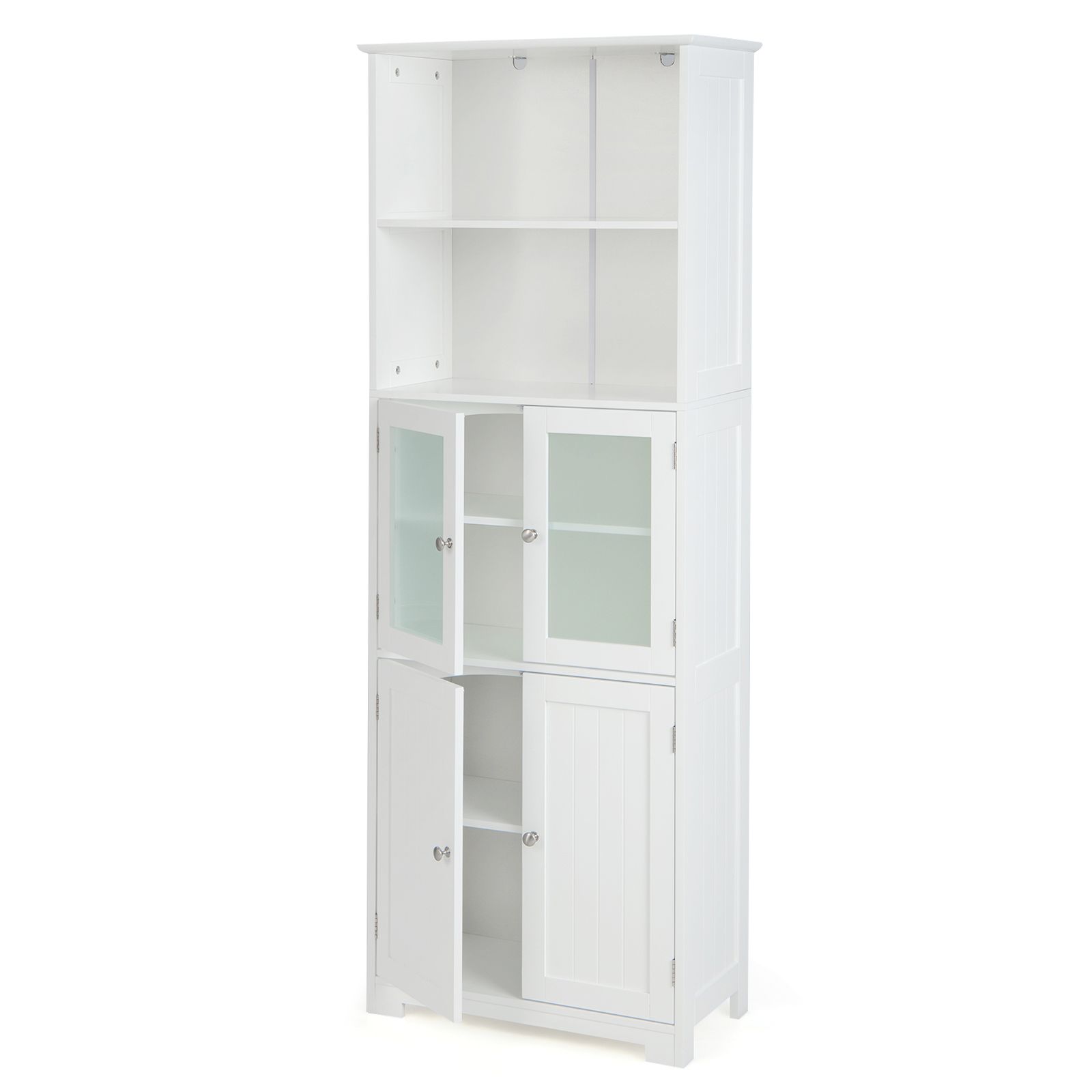 Costway 163cm Tall Bathroom Storage Cabinet Freestanding Kitchen Pantry Cupboard in White