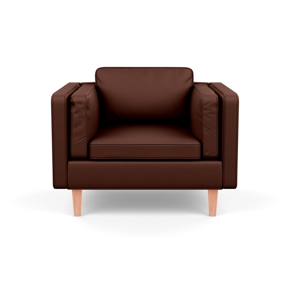 Heal's Chill Armchair Leather Grain Dark Brown 068 Natural Feet