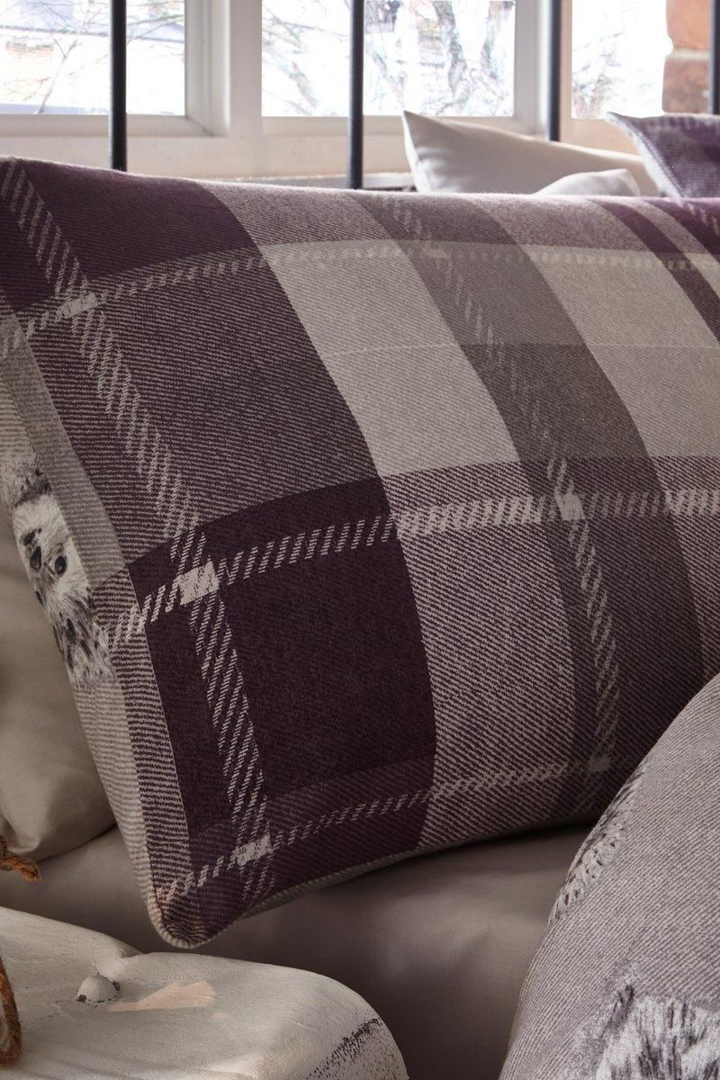 Dreams & Drapes 'Colville Check' 100% Brushed Cotton Duvet Cover Set in Plum 2