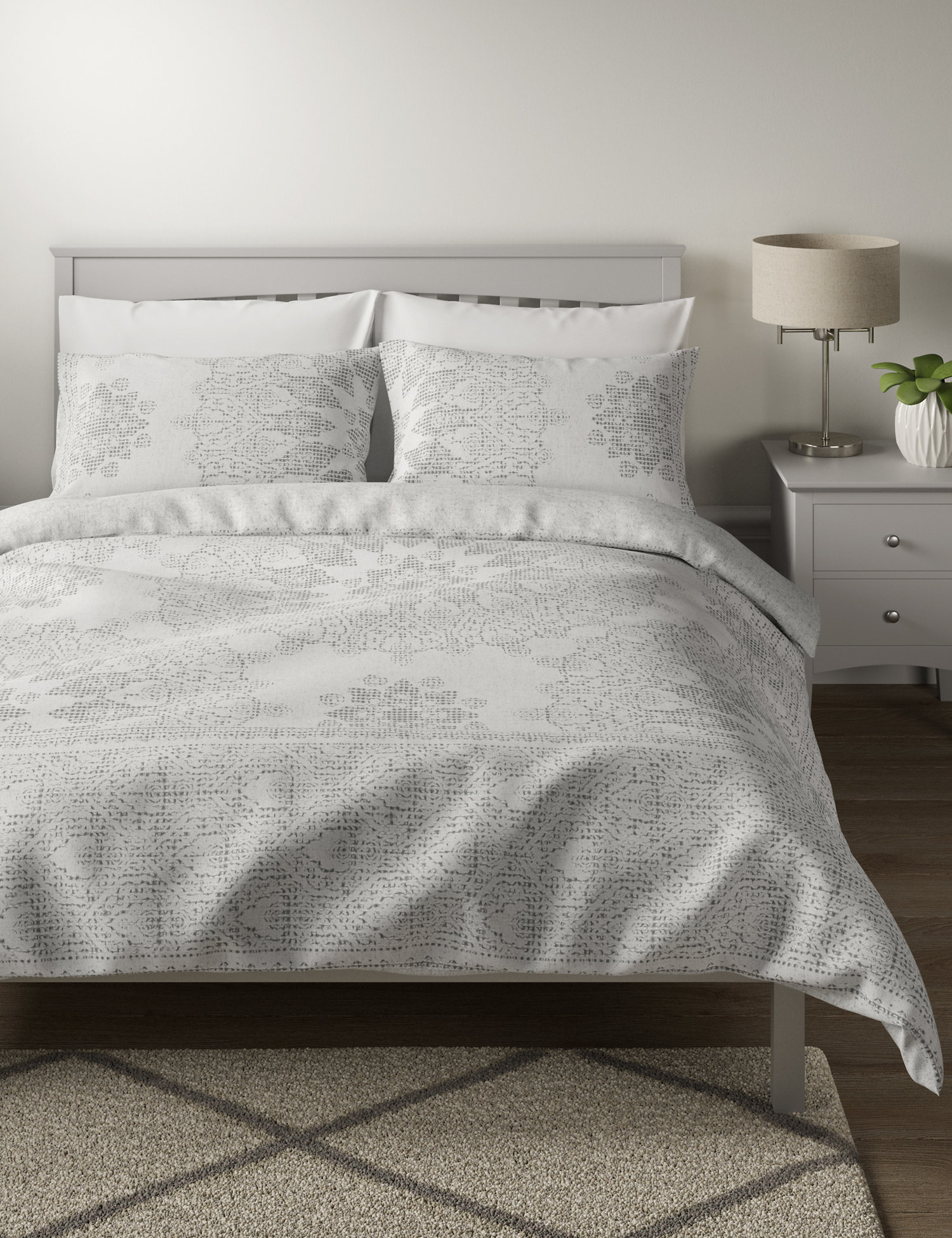 M&S Cotton Rich Geometric Waffle Bedding Set