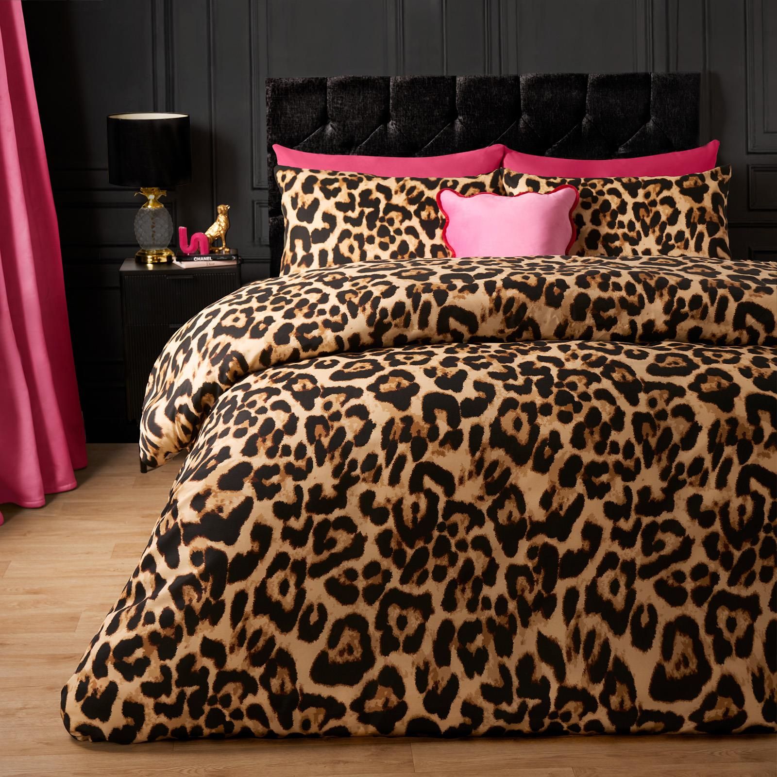 OHS Leopard Duvet Cover Bedding Set Animal Quilt Soft Pillowcase in Natural
