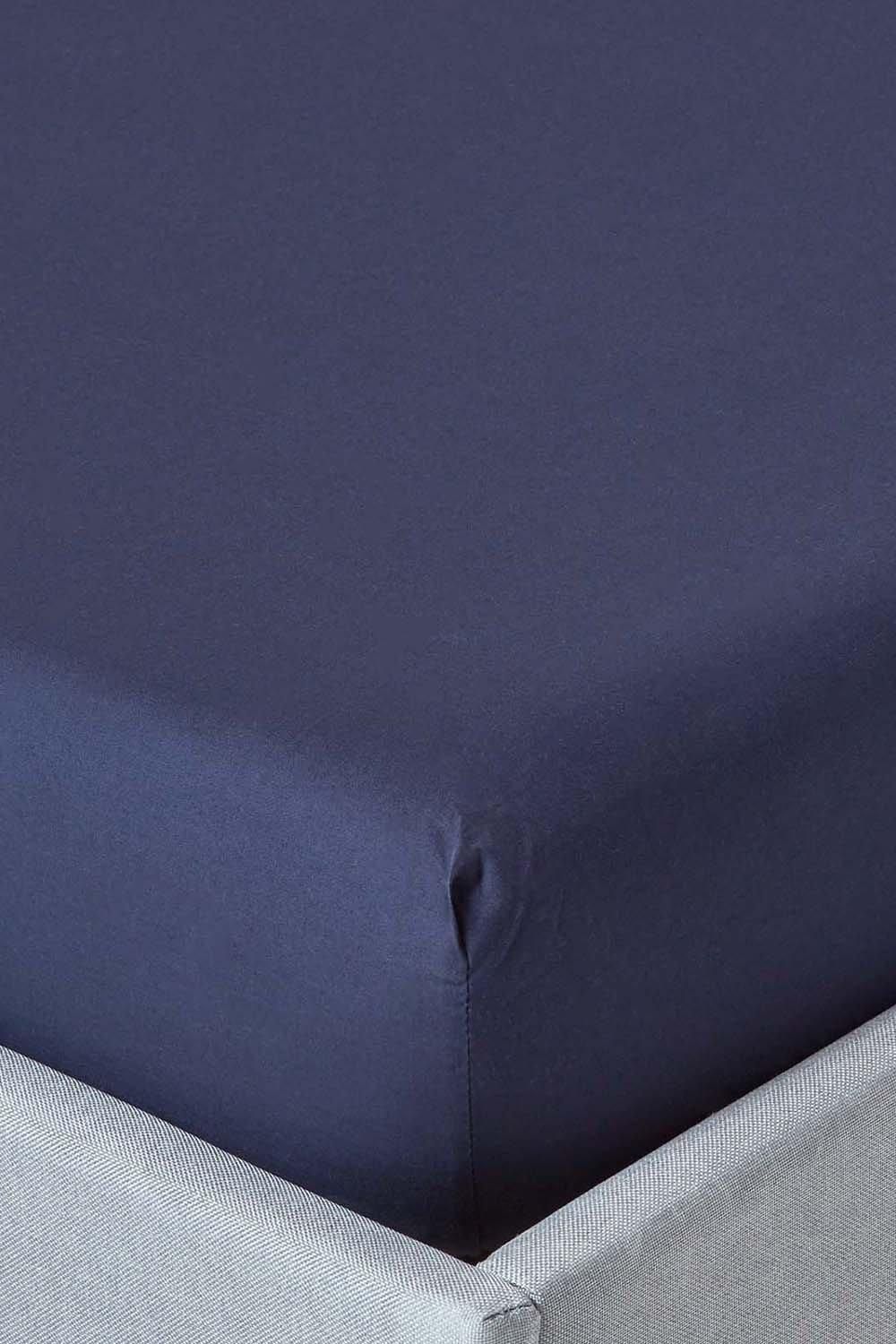 Homescapes Egyptian Cotton Deep Fitted Sheet 18 inch 200 Thread Count in Navy