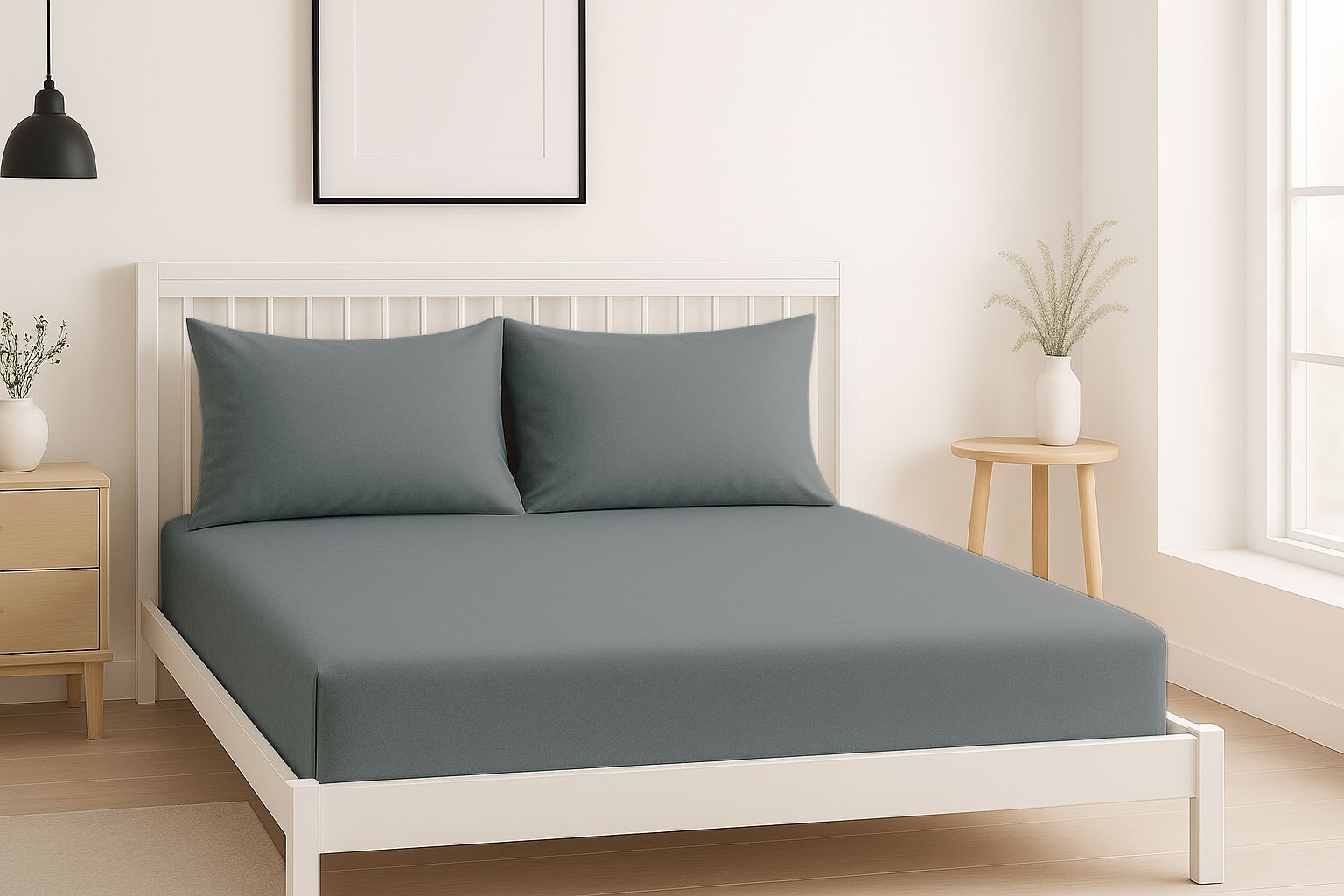 Snug City Luxury 200TC Soft Touch Fitted Sheet Bed Linen 30cm Extra Deep Skirt in Grey