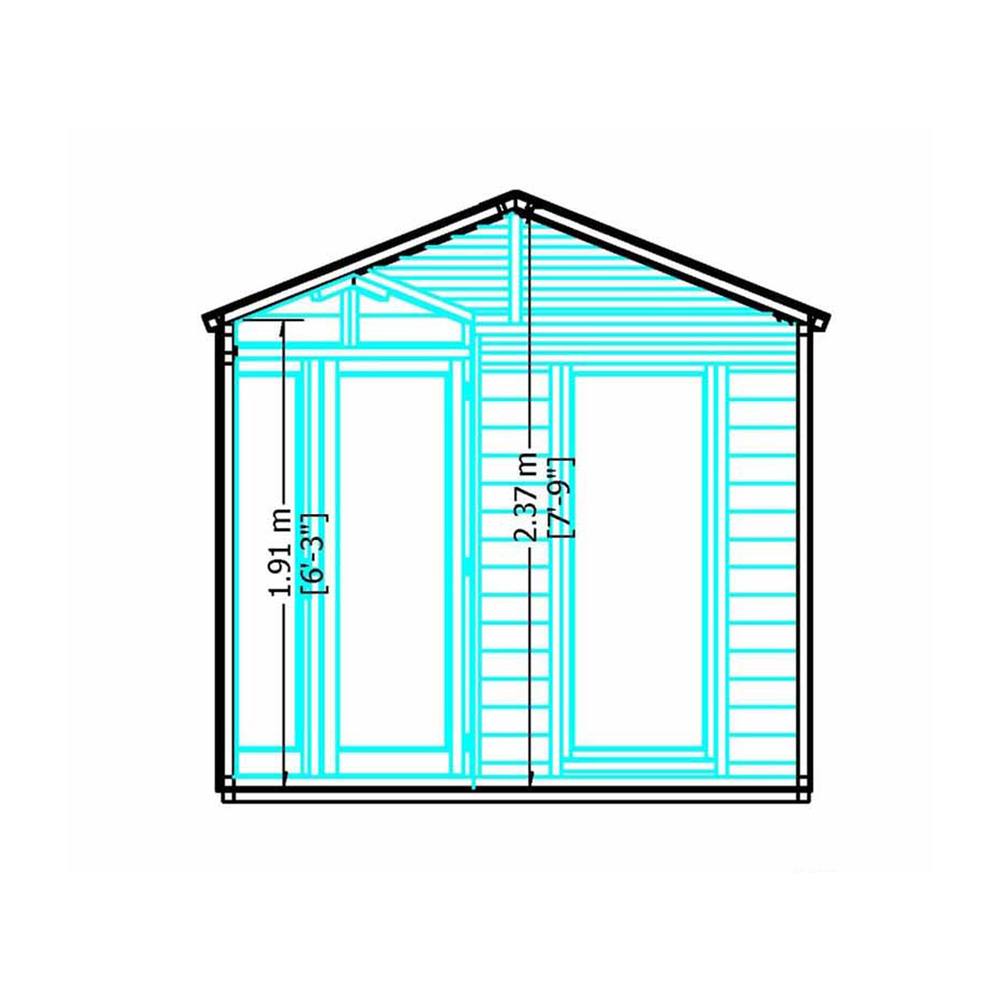 Shires Larkspur 8 x 8 Feet Double Door with Two Fixed Windows Summerhouse in Light Brown 3