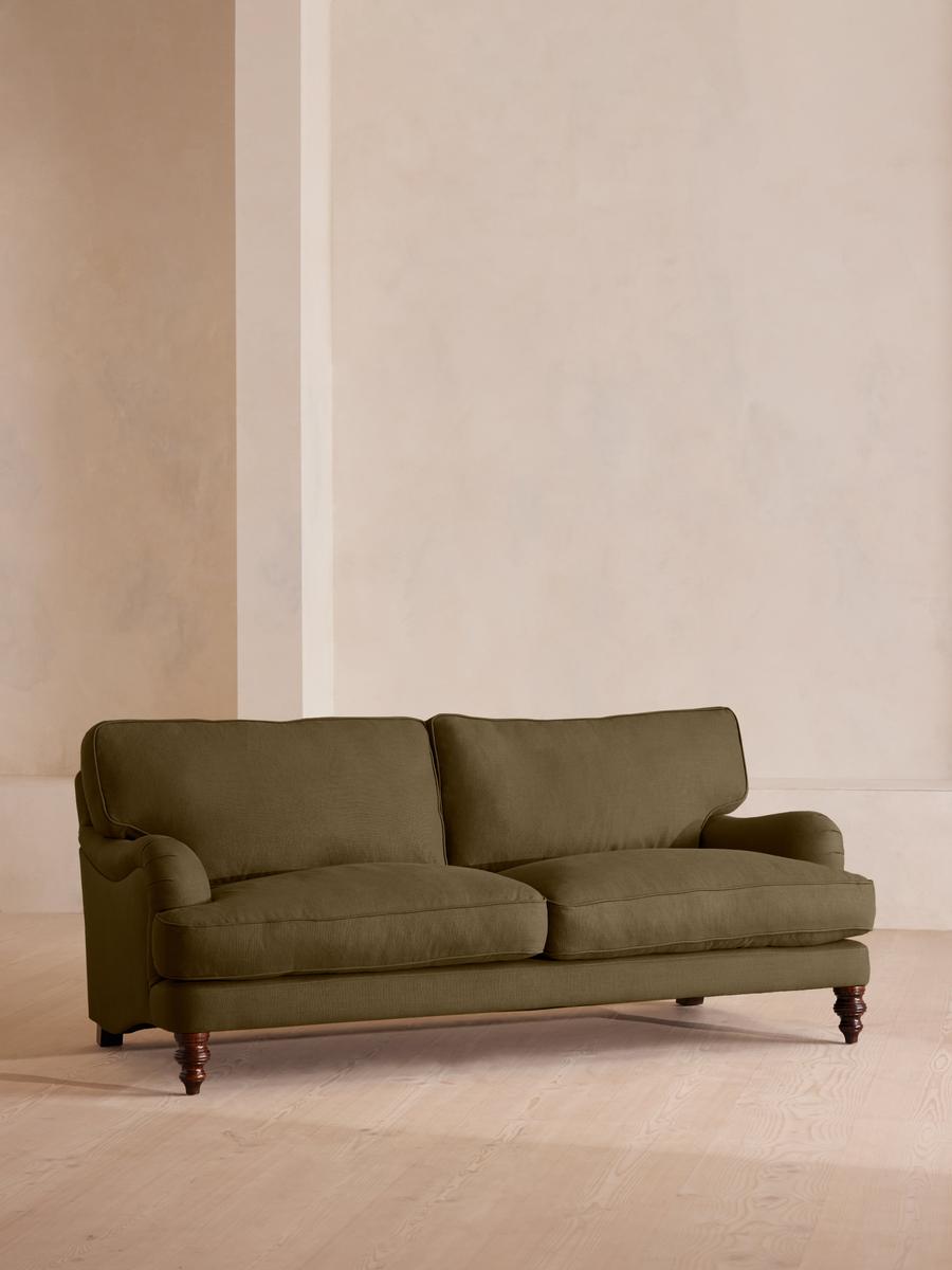 Arundel Three Seater Sofa, Linen, Olive