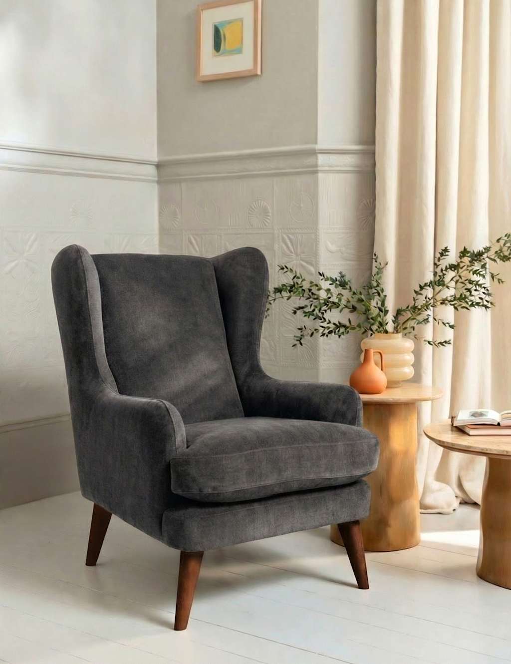 BARKER AND STONEHOUSE Sven Chenille Armchair Dark Grey