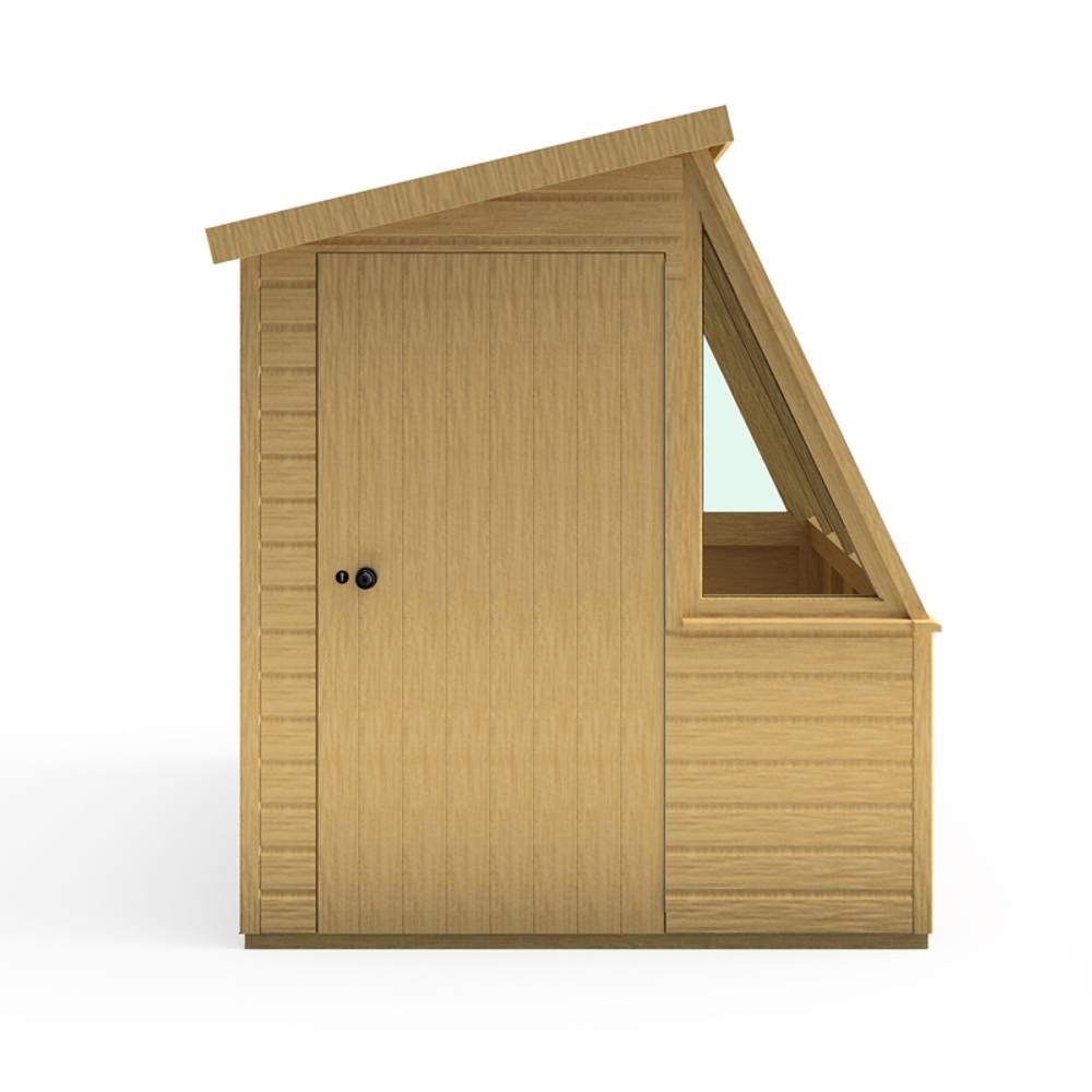 Shires Iceni 8x6' Potting Shed Pre Hung Doors with Opening Glass Side Window in Brown 5