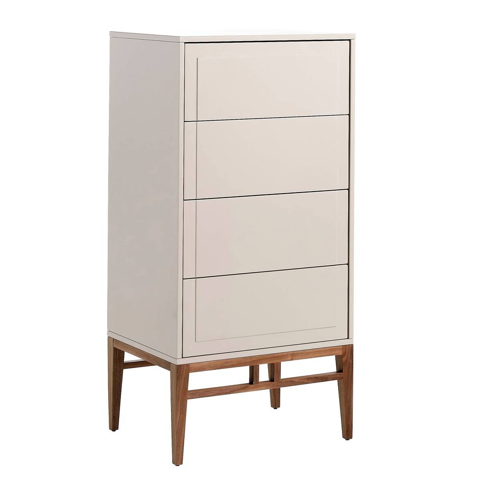 Angel Cerda Chiffonier, Beige & Walnut Wood, 4 Drawers, 120 cm High