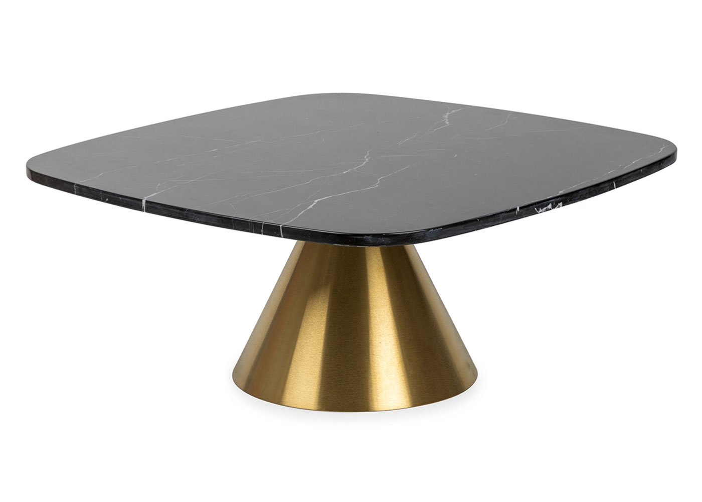 Heal's Cezanne Square Coffee Table Black Marble Brass Frame