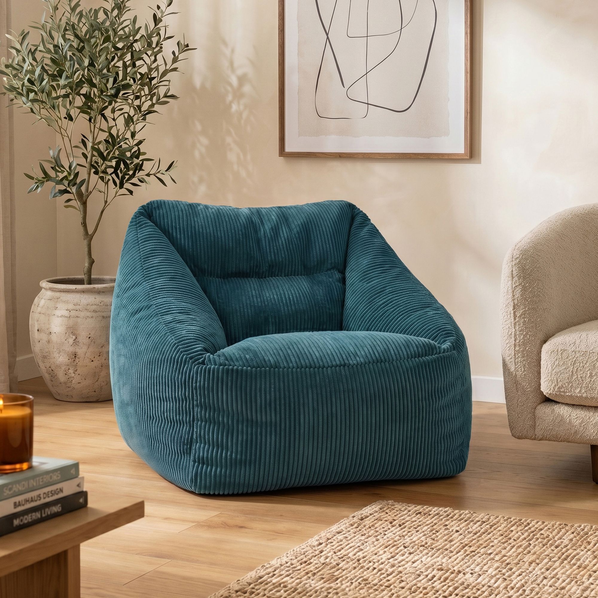 icon Natalia Jumbo Corduroy Bean Bag Armchair in Teal