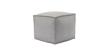 Isaac Small Square Footstool in Rye Baylee Viscose Linen - sofa.com