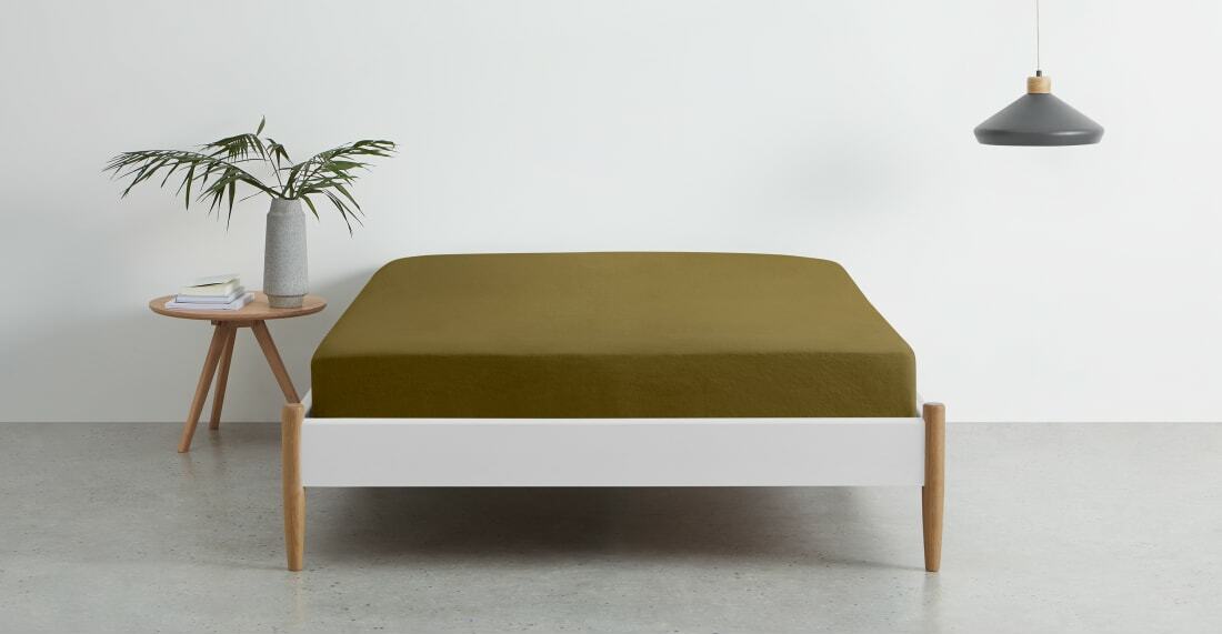 Brisa 100% Linen Fitted Sheet, King Size, Olive