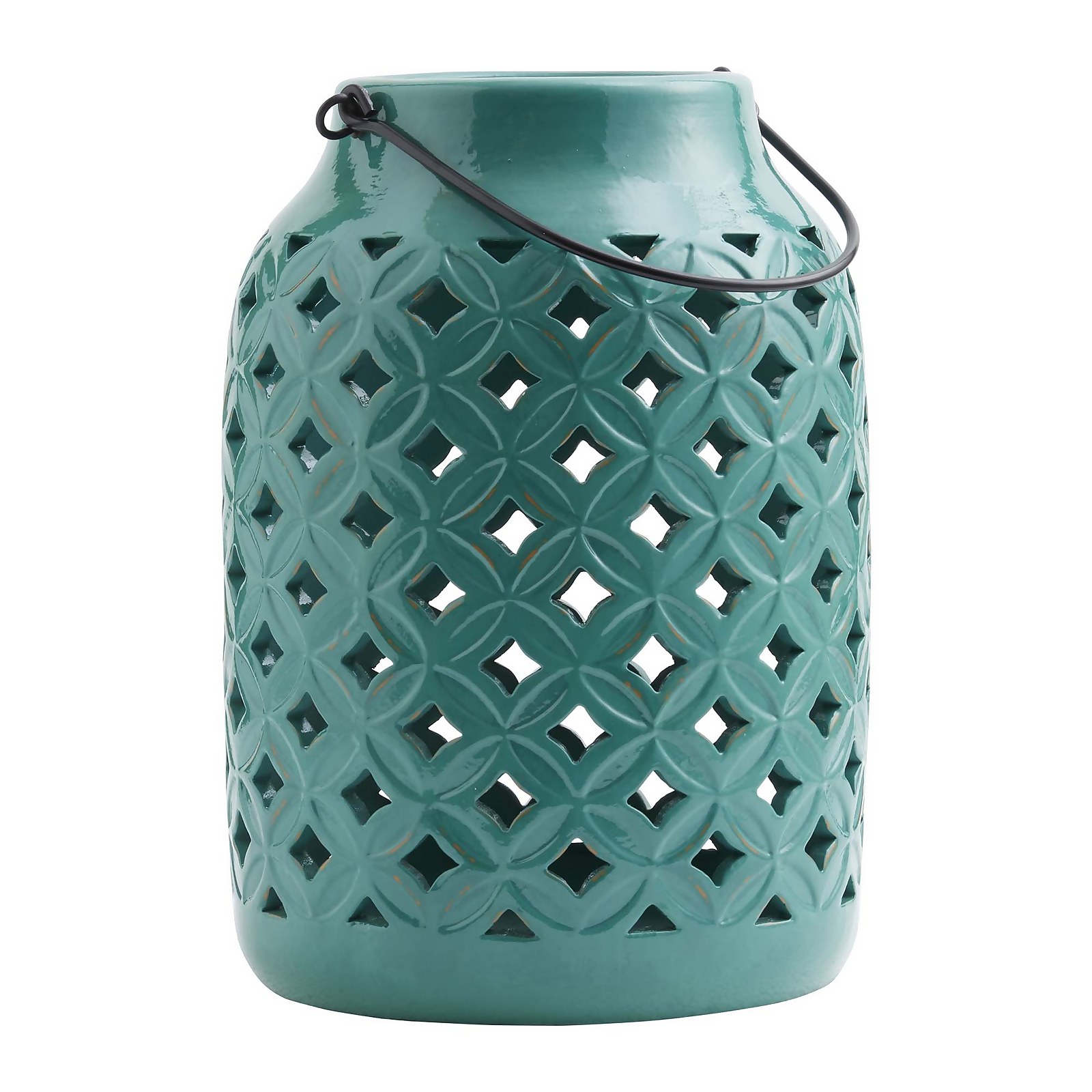 Tall Ceramic Lantern Green
