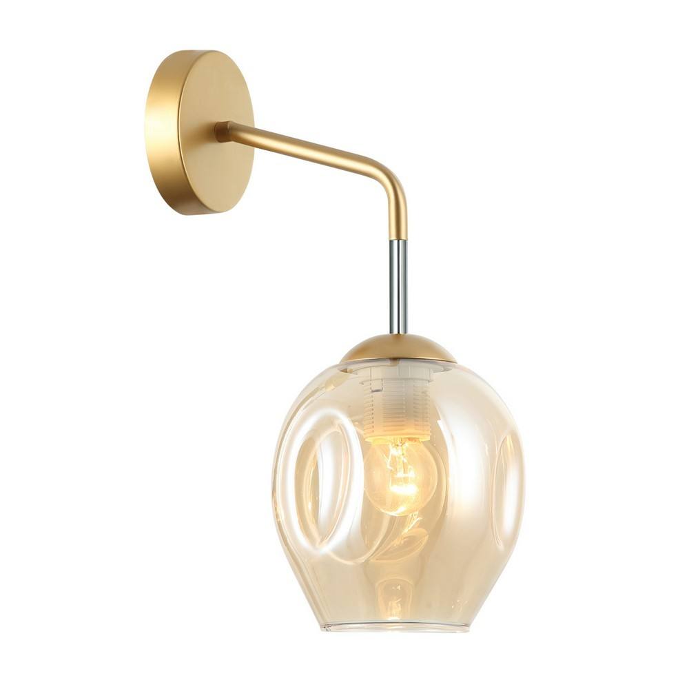 Netlighting Modern Wall Lamp Golden Honey 1 Light with Amber Shade E27 in Gold