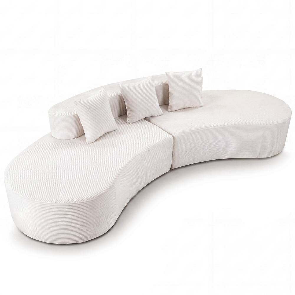 Costway Curved Sectional Sofa Oversized Sofa Couch w/3 Pillows Modular Sofa in Beige