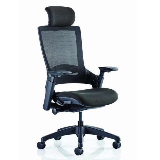 Molet Black Back Headrest Office Chair With Black Seat