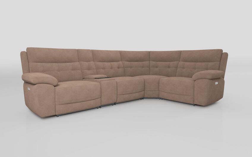 Beige Fabric Belford 3 Corner 1 Sofa with Media Console