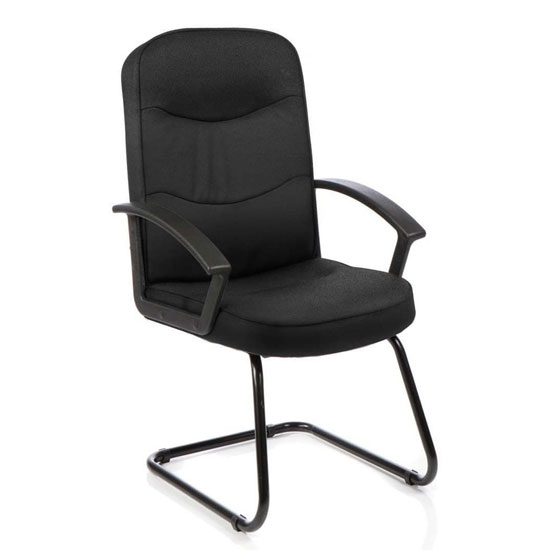 Harley Fabric Office Visitor Chair In Black With Arms