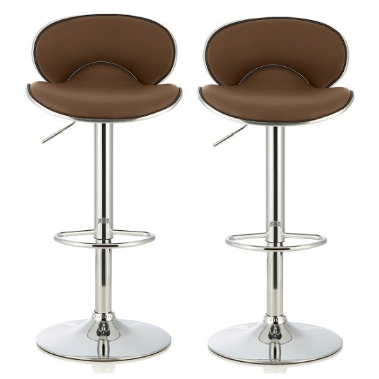 Cyrus Modern Bar Stool In Cappuccino Faux Leather In A Pair