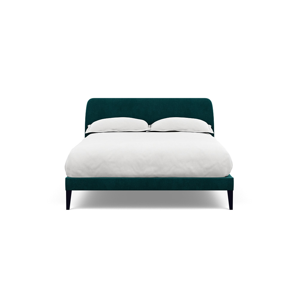 Heal's Wallis Bedstead Double Smart Luxe Velvet Ocean Black Feet