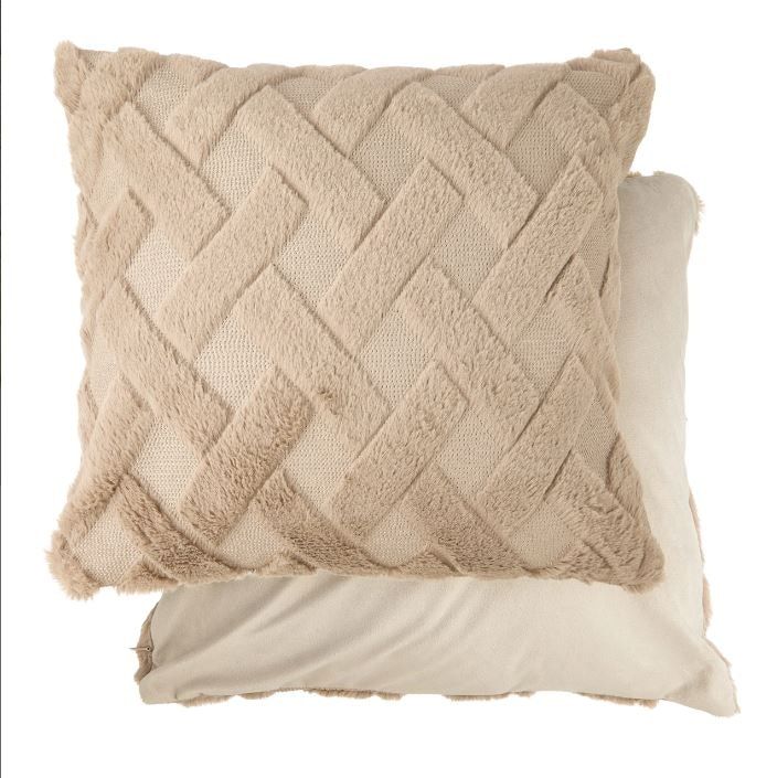 New Edge Blinds Newton Cross Hatch Collection Soft Touch Cushion Cover in Natural