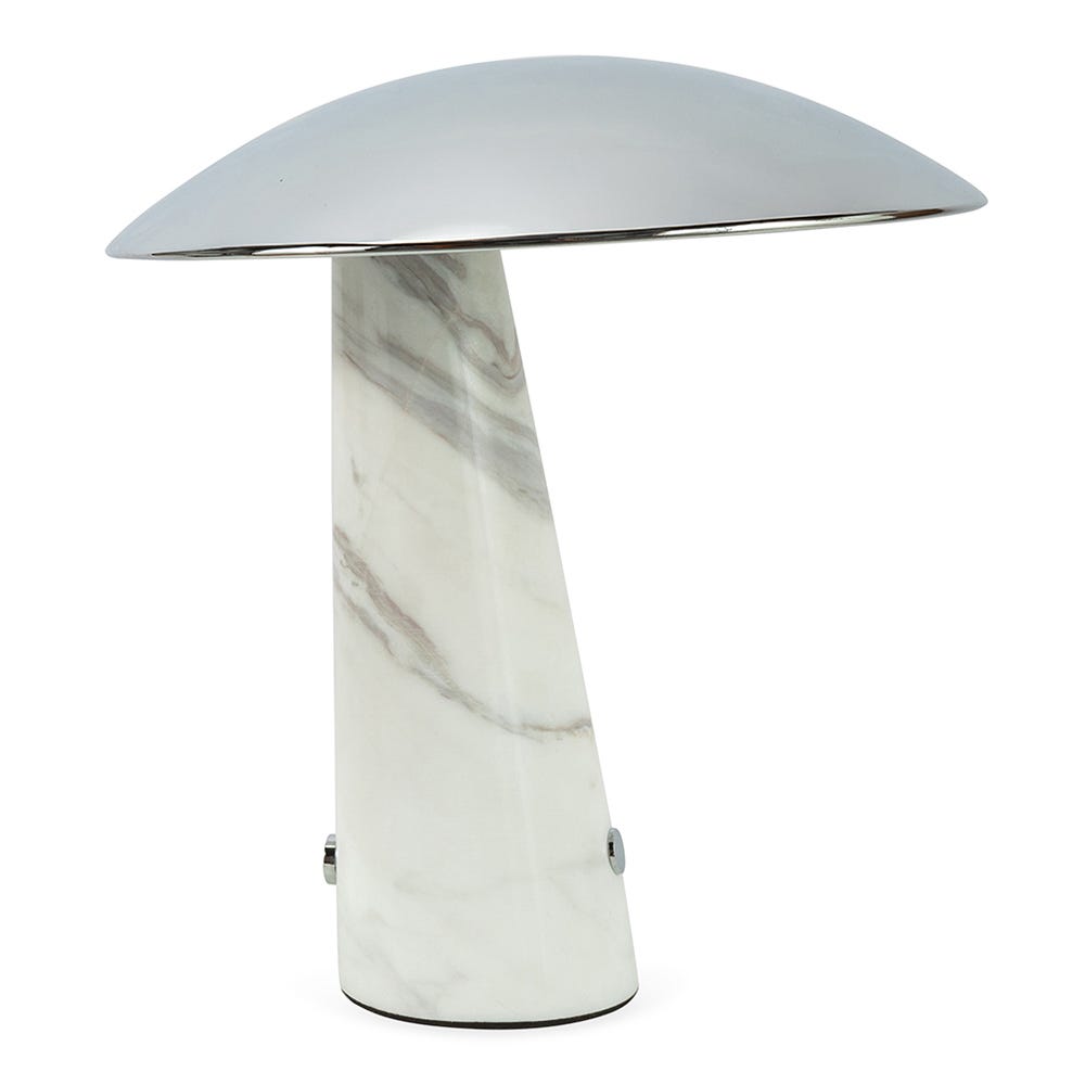 Heal's Abri LED Portable Table Lamp Chrome & White Volakas Marble 2