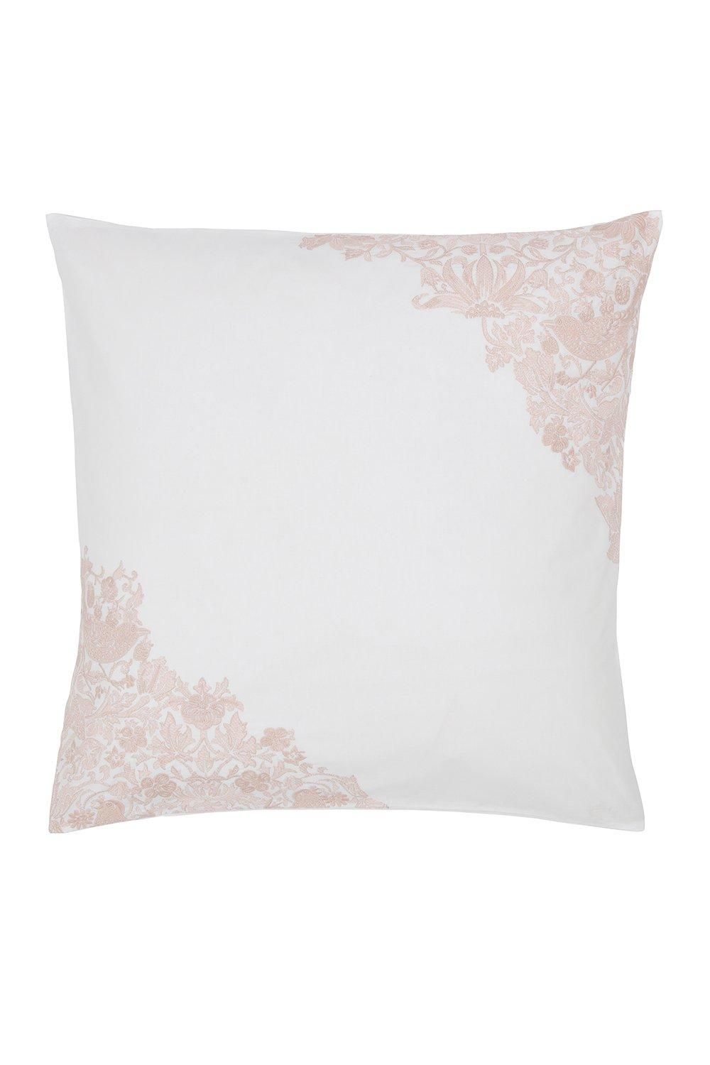 Morris & Co 'Strawberry Thief - Severne' Square Pillowcase in Light Pink