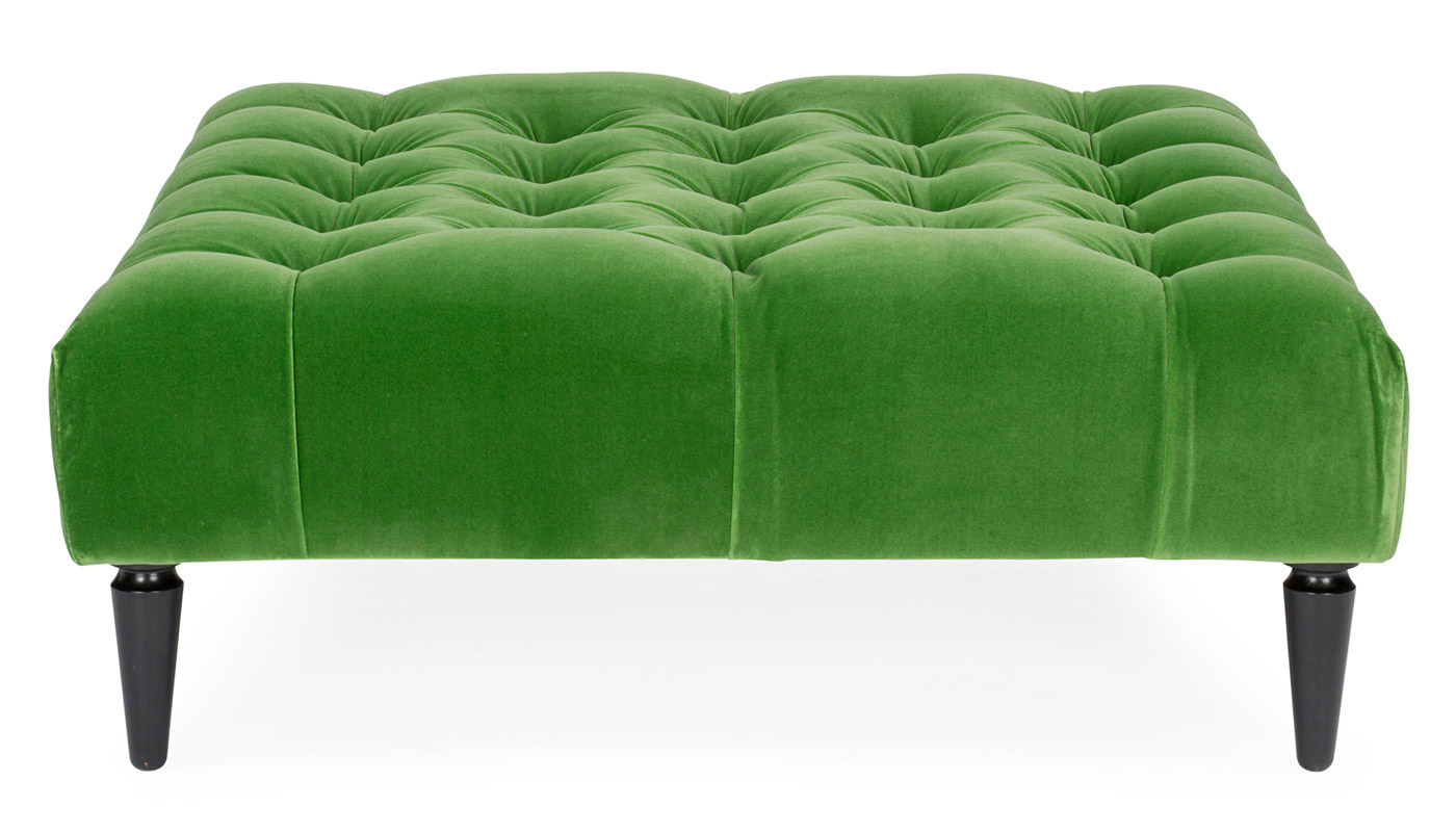 Heal's Balmoral Ottoman Varese Velvet Emerald Walnut Feet