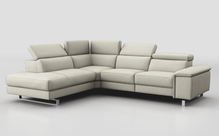 Grey Fabric Viserba 2 Corner 3 Sofa with Left Hand Facing Chaise & Manual Head Tilt