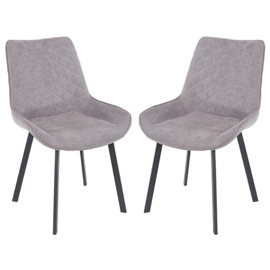 Arturo Grey Fabric Dining Chair With Black Metal Leg In Pair