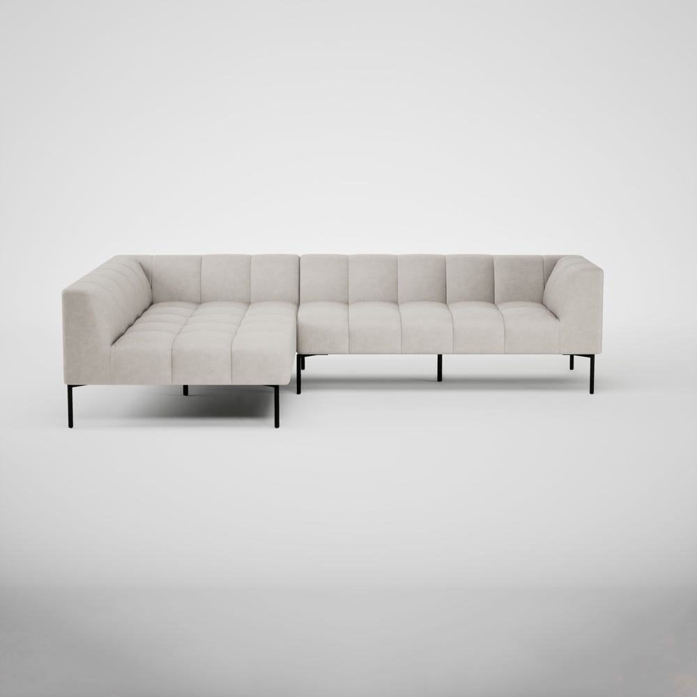 Heal's Quadro Left Hand Facing Chaise Sofa Leather Grain White 000 Black Feet 2