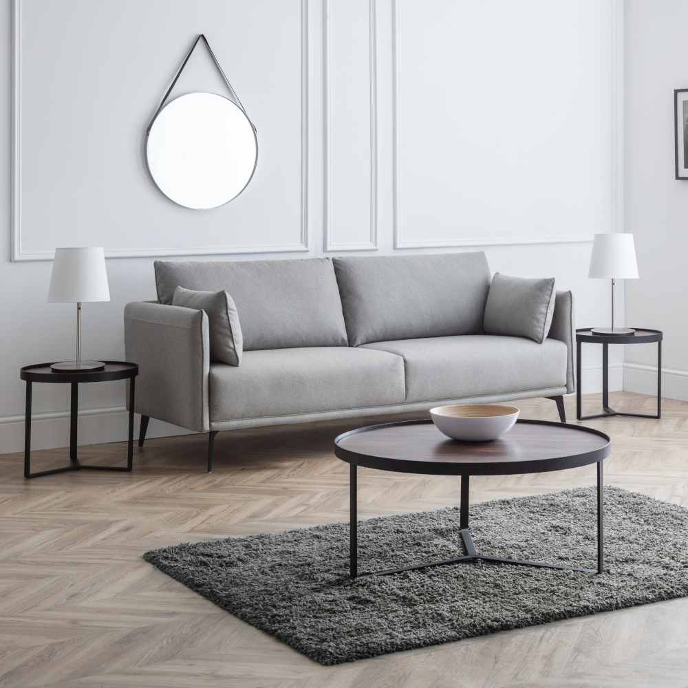 Rohe Grey Fabric 3 Seater Sofa