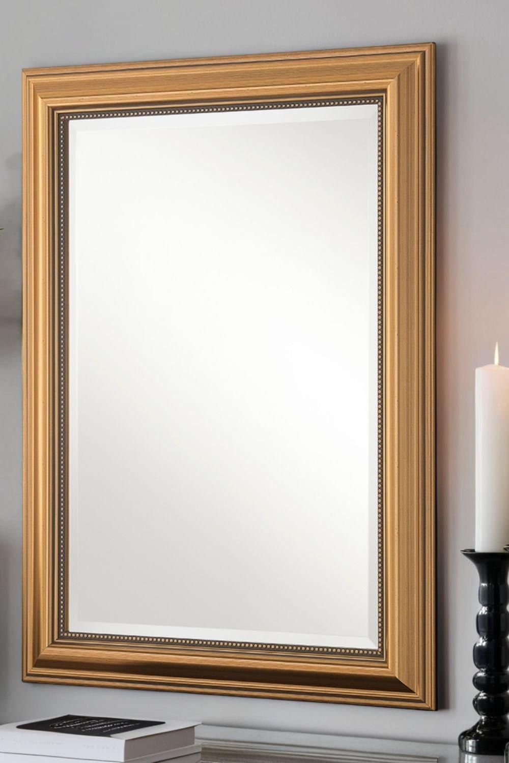 Yearn Mirrors Classic Gold Beaded Mirror 118.5x93cm