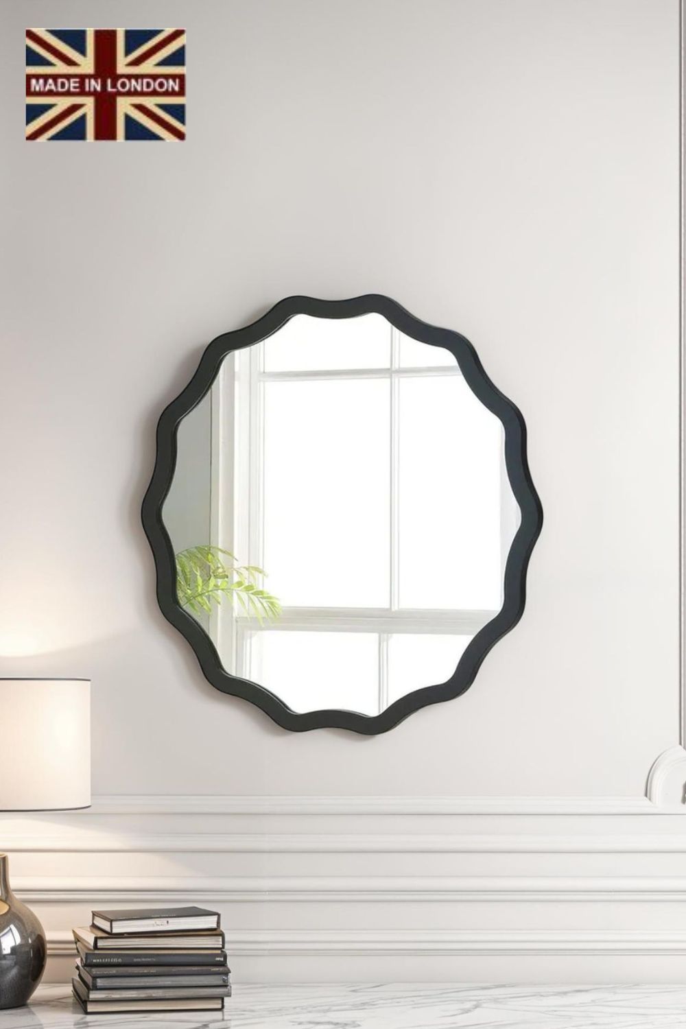 Yearn Mirrors Black Ripple Framed Circular Wall Mirror 60x60cm