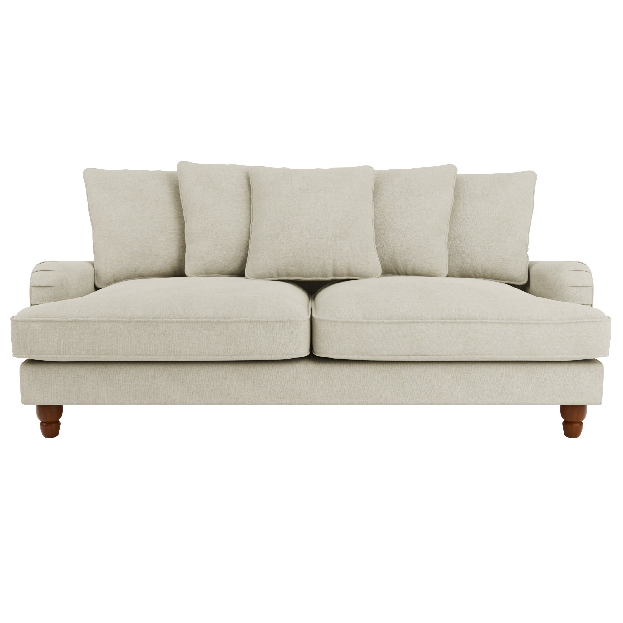 Beatrice Scatter Back Fabric 3 Seater Sofa Brown