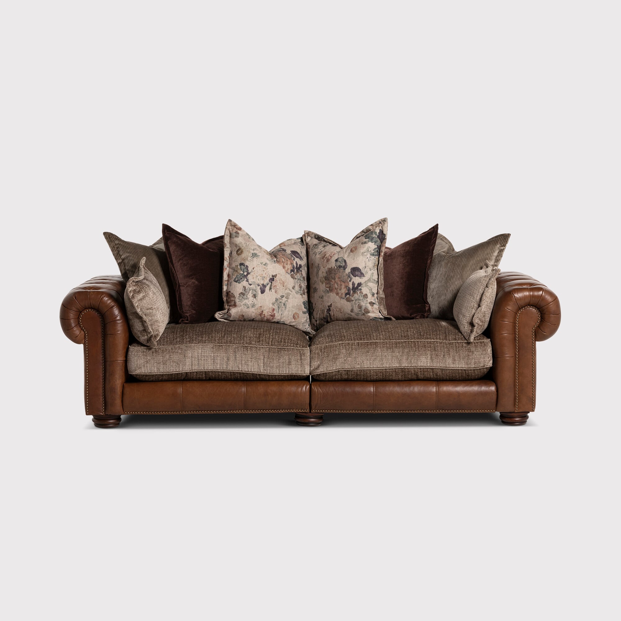 Taunton 3.5 Seater Sofa Split, Brown Fabric & Leather | Barker & Stonehouse