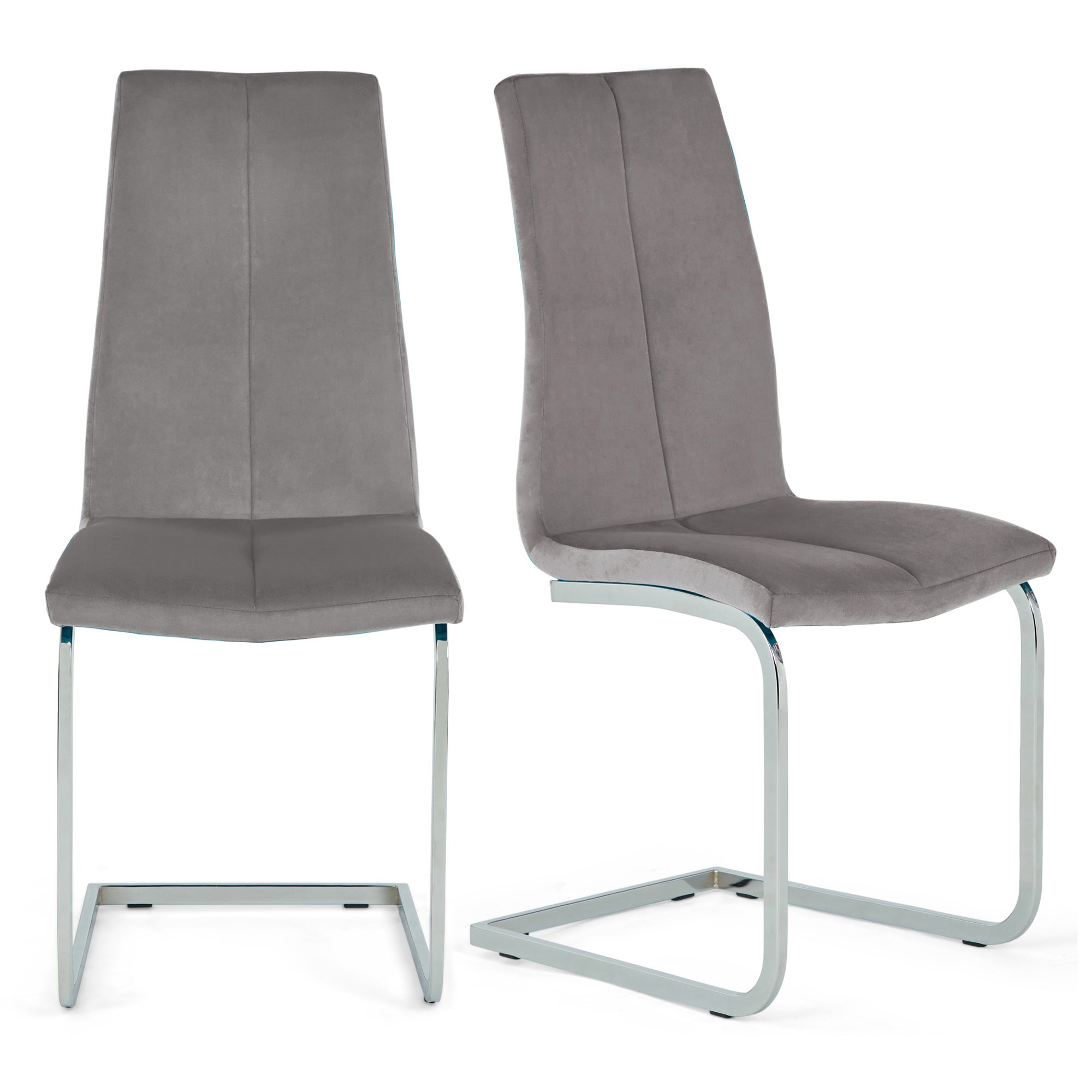 Jamison Set of 2 Dining Chairs Light Grey Velvet Grey
