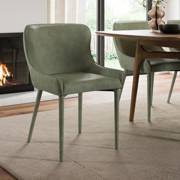 Montreal Set of 2 Fully Upholstered Dining Chairs, Faux Leather